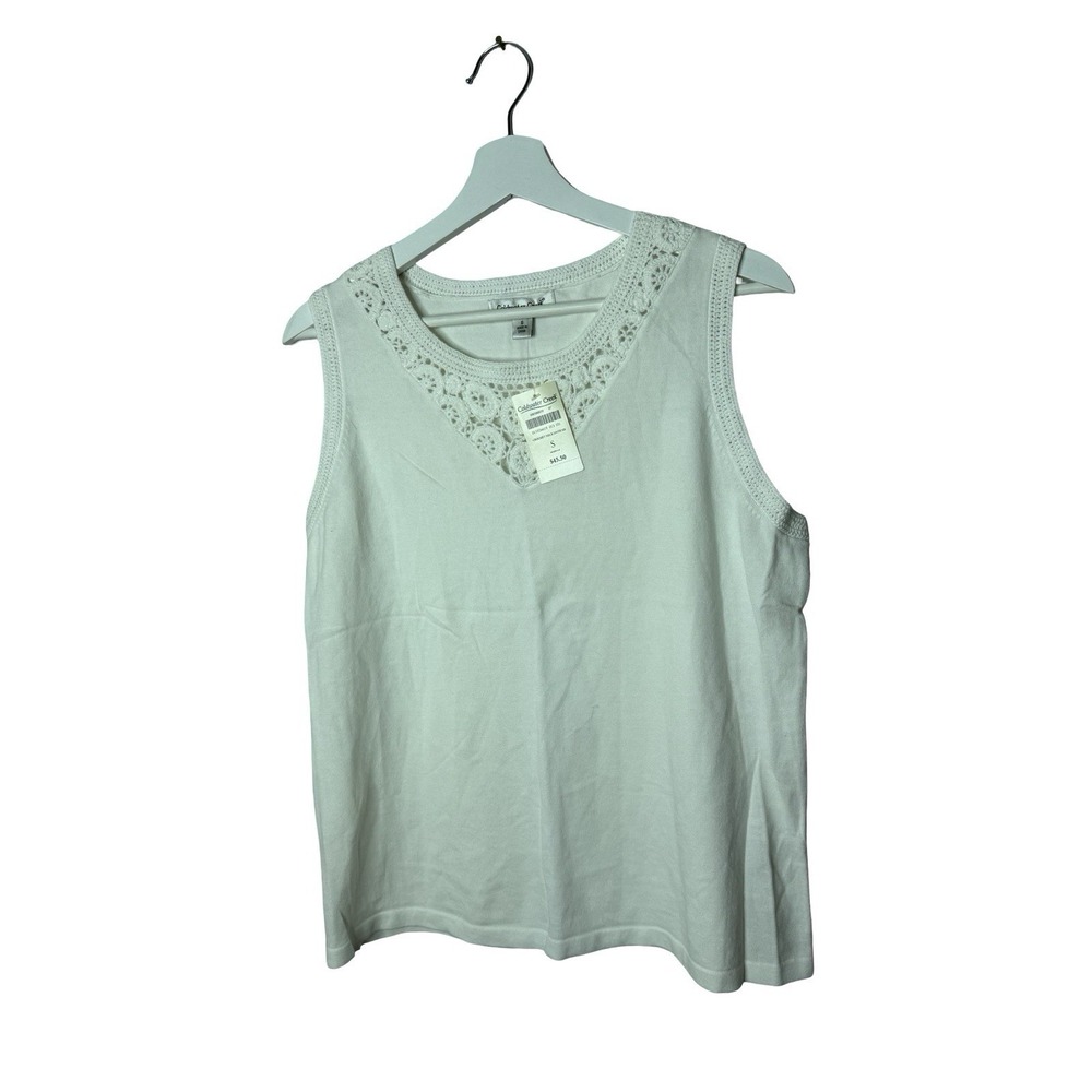 Coldwater Creek Size small crochet neck sweater sleeveless shirt new‎